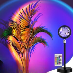 16-Color LED Night Light Sunset Lamp with Remote & USB – 360° Rotating