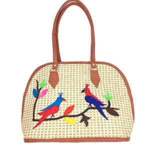 handicrafts Jute Shoulder Bags for Women Girls Stylish Tote Bags for Travel Handmade Handbag for Ladies Applique